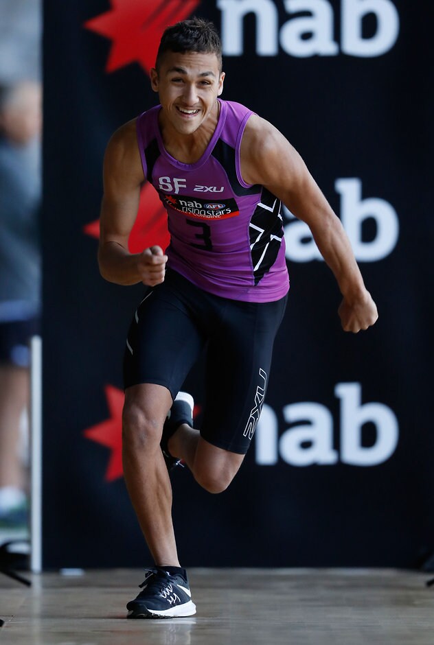 AFL 2016 Media - Draft Combine Day 3 MELBOURNE, AUSTRALIA - OCTOBER 08: Shai Bolton runs sprints during the NAB AFL Draft Combine at Etihad Stadium on October 08, 2016 in Melbourne, Australia. (Photo by Adam Trafford/AFL Media)